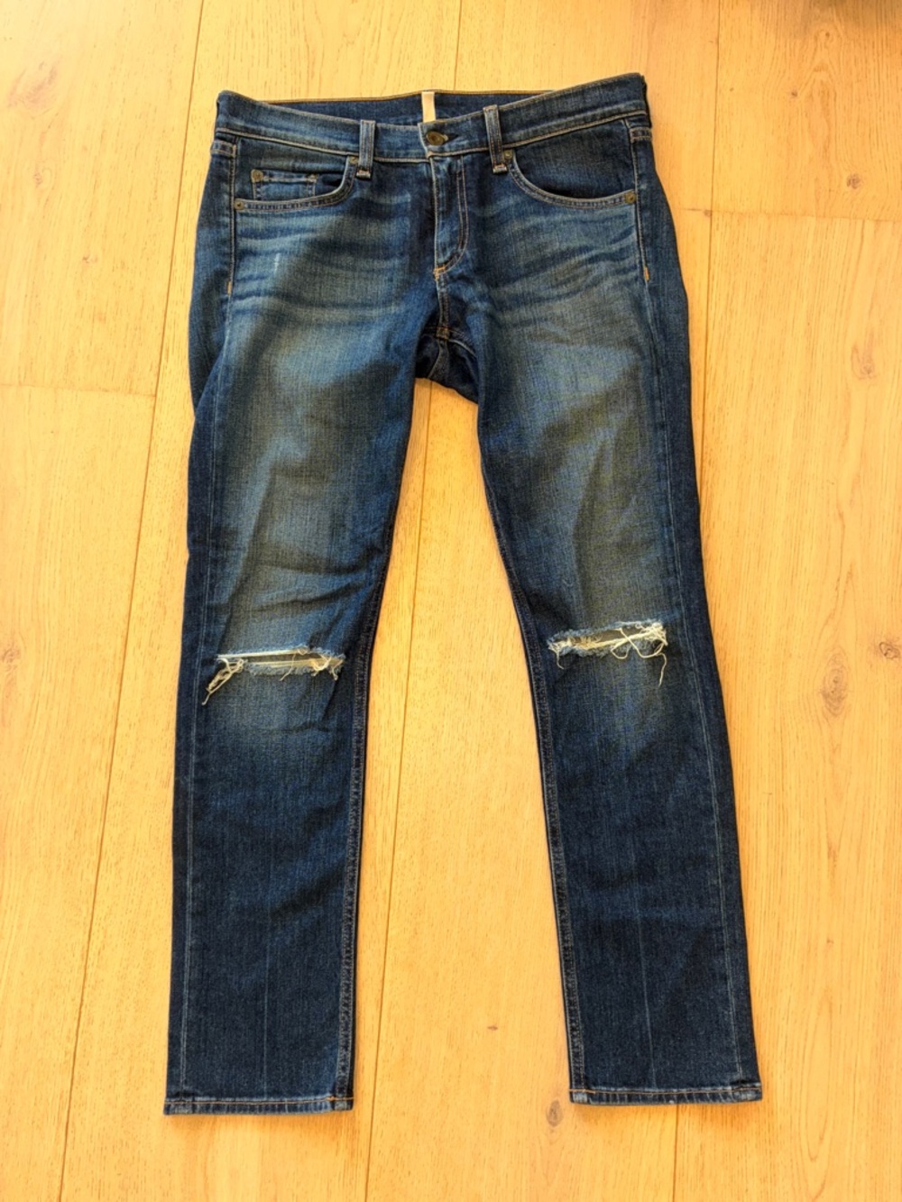 rag & bone Indigo Denim Jeans with Contrast Stitching